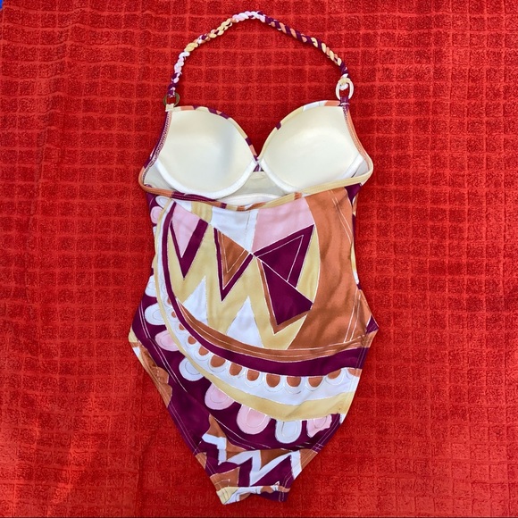 Vintage 80s 90s Geometric Metallic Swimsuit Small - Picture 5 of 8